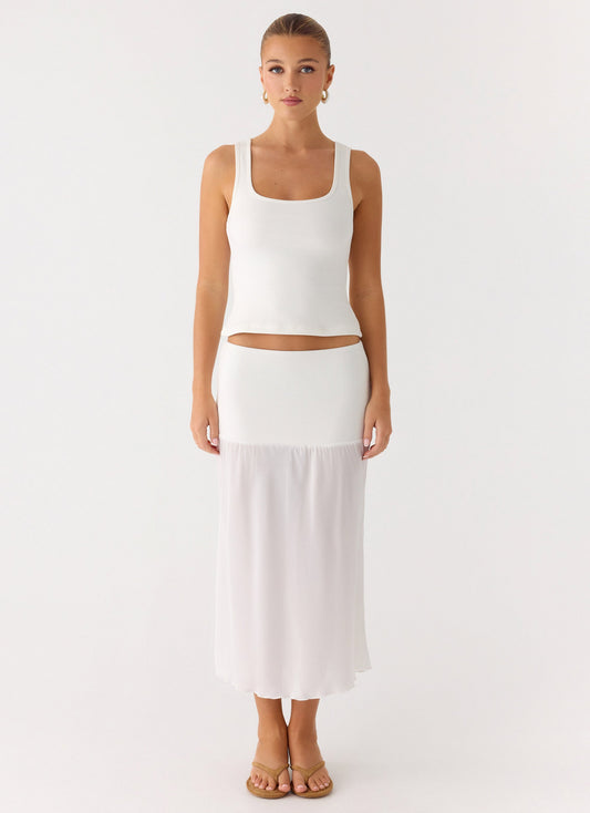 Connect My Heart Midi Skirt - White