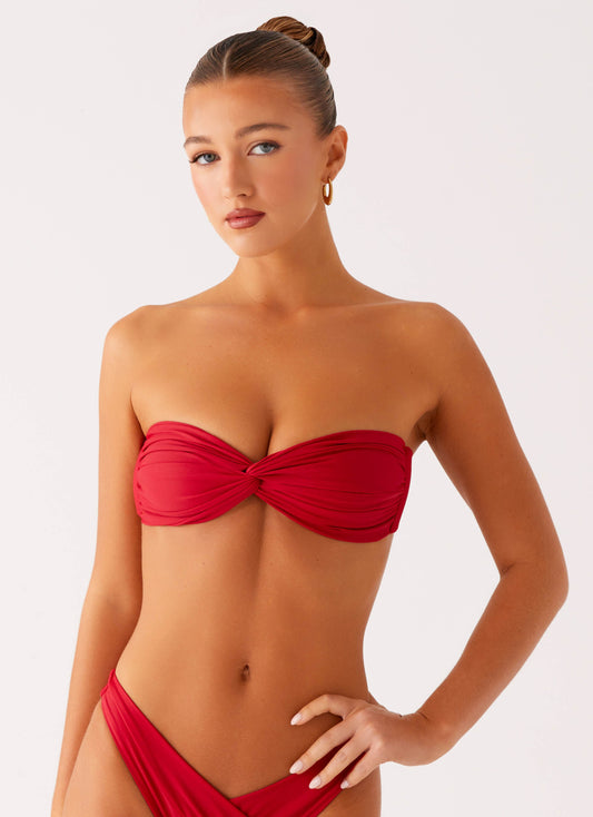 Delta Bandeau Bikini Top - Deep Red