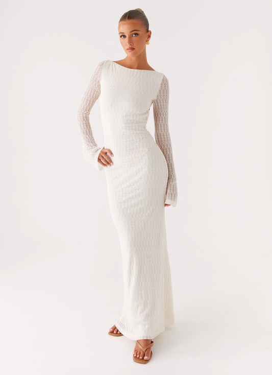 Ethereal Long Sleeve Maxi Dress - Ivory