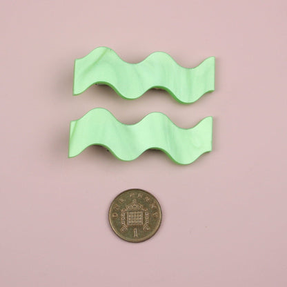 Wavy Green Marble Hair Clips