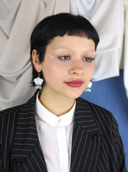 White Glitter Acid Rain Earrings