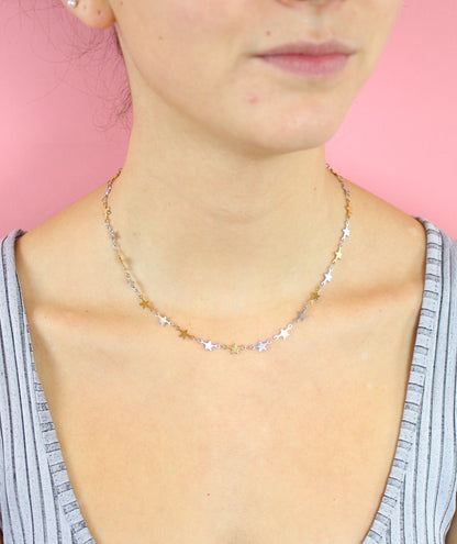 Two Toned Star Chain Necklace