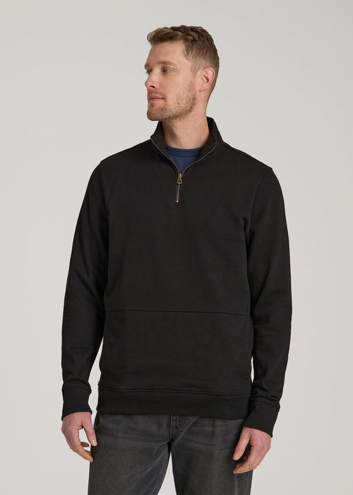 LJ&S Heavyweight Quarter-Zip Pullover for Tall Men in Vintage Black