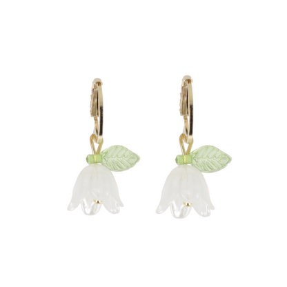 White Bell Orchid Huggie Hoop Earrings