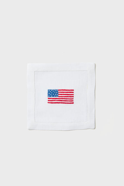 American Flag Embroidered Cocktail Napkins Set of 4