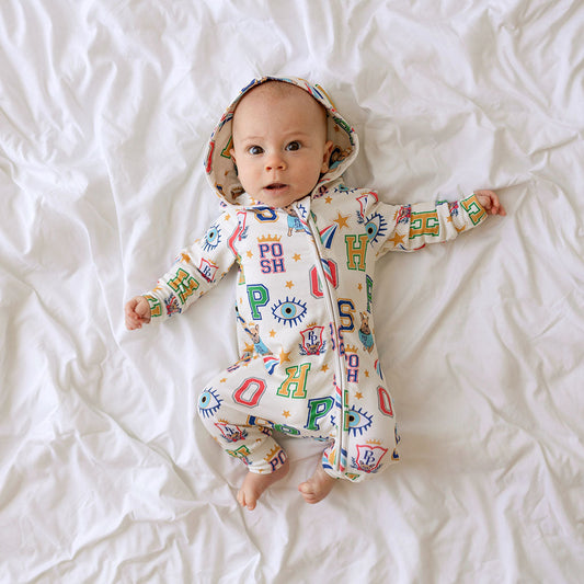 Brooke French Terry Zippered Hooded Romper