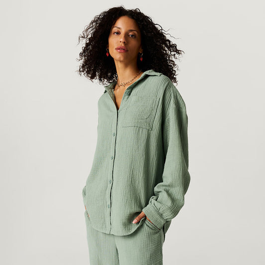 Soft Jade Women's Oversized Cotton Crinkle Shirt
