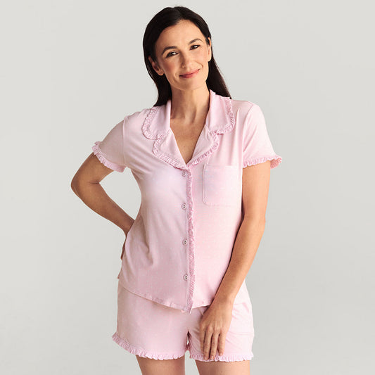 Caroline Dot Women's Ruffled Pajama Short Set