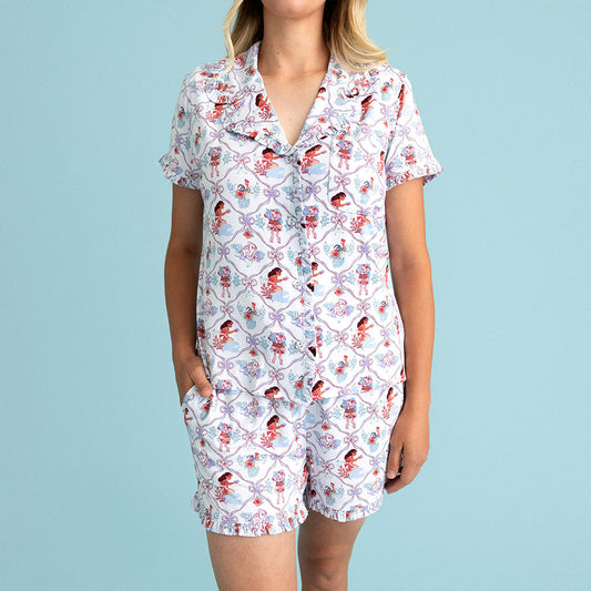 Disney Posh Moana Women's Ruffled Pajama Short Set