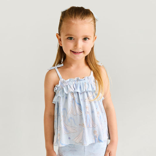 Disney Let It Go Bow Strap Top Ruffled Short Set