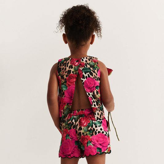 Wild Roses Bamboo Challis Top Short Set