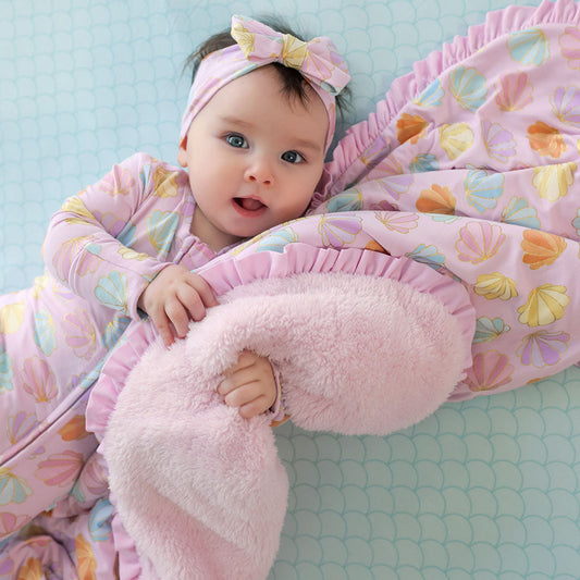 Shelly Pink Ruffled Luxette Plush Patoo® Blanket