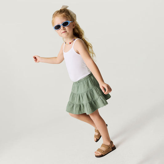 Soft Jade Cotton Crinkle Mini Skirt