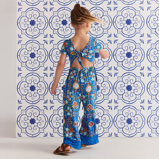 Carretto Tie Back Border Hem Jumpsuit