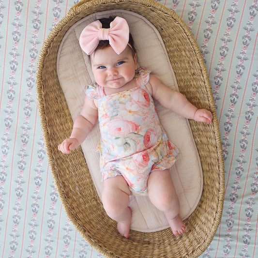 Rose Dreams Ruffled Strap Bubble Romper