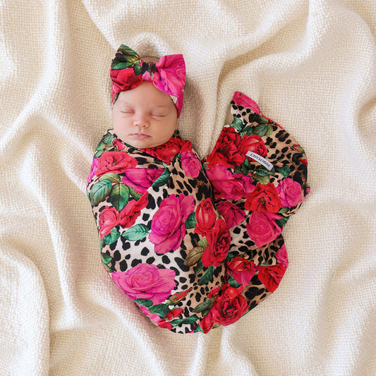Wild Roses Swaddle Headband Set