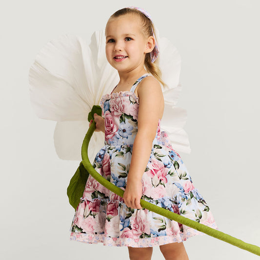 Marion Bamboo Challis Ruffled Bow Petticoat Dress