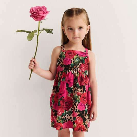 Wild Roses Bamboo Challis Tie Back Dress