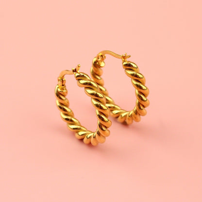 Twist and Shout Hoop Earrings (Gold Plated)