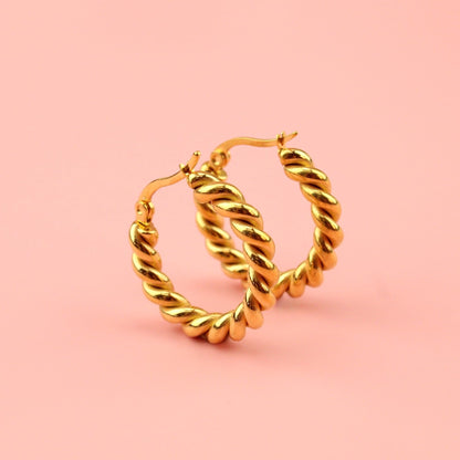 Twist and Shout Hoop Earrings (Gold Plated)