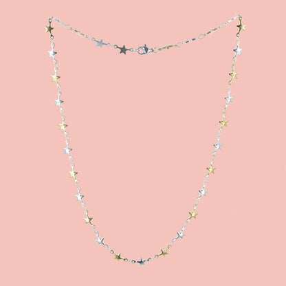 Two Toned Star Chain Necklace