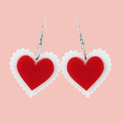 Uncle Fester Heart Apron Earrings