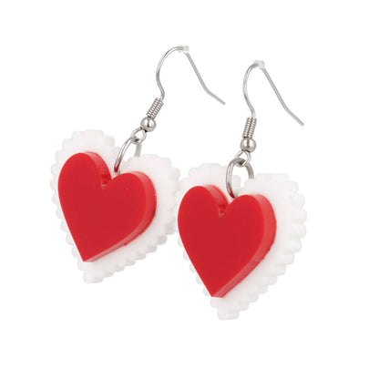 Uncle Fester Heart Apron Earrings