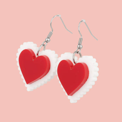Uncle Fester Heart Apron Earrings