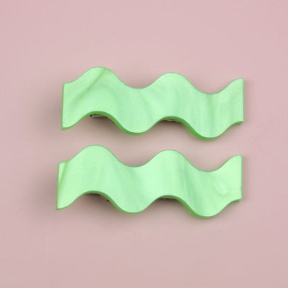 Wavy Green Marble Hair Clips