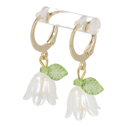 White Bell Orchid Huggie Hoop Earrings
