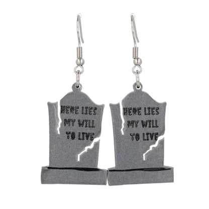 Will To Live Grave Stone Earrings
