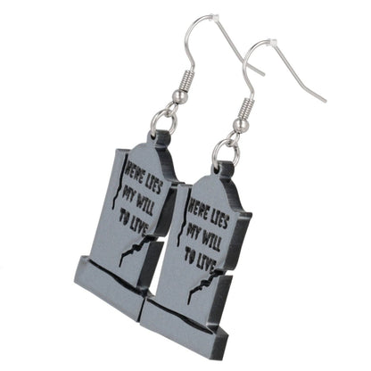 Will To Live Grave Stone Earrings
