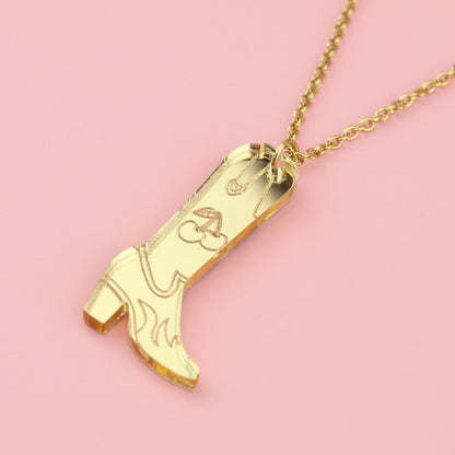 Working 9-5 Gold Cowgirl Boot Necklace