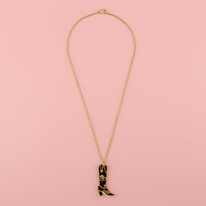 Working 9-5 Gold Cowgirl Boot Necklace