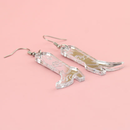 Working 9-5 Silver Cowgirl Boot Earrings