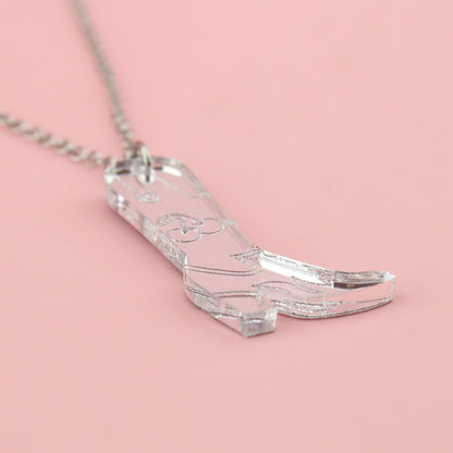 Working 9-5 Silver Cowgirl Boot Necklace