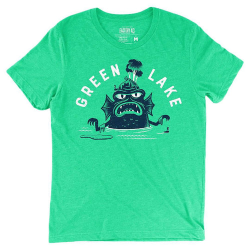 Adult Crew Neck - Green Lake Heather Kelly Green Tee (XS - XL) by Factory 43