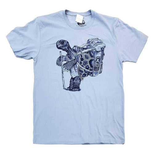 Adult Crew Neck - Hiking Tortoise Light Blue Tee (S - 2X) by Slow Loris
