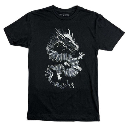 Adult Crew Neck - Volt Dragon Glow-in-the-Dark Black Tee (S - 2XL) by STORY SPARK