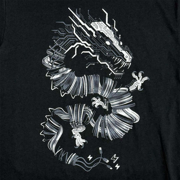 Adult Crew Neck - Volt Dragon Glow-in-the-Dark Black Tee (S - 2XL) by STORY SPARK