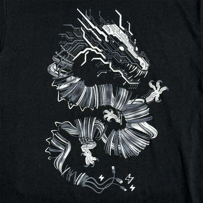 Adult Crew Neck - Volt Dragon Glow-in-the-Dark Black Tee (S - 2XL) by STORY SPARK