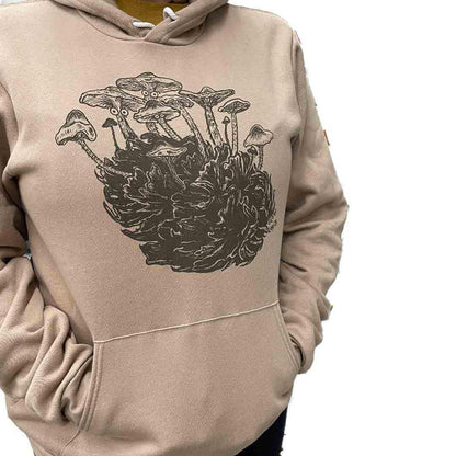 Adult Hoodie - Mushroom Pine Cone Light Brown Long Sleeves (XS - 2X) by Slow Loris