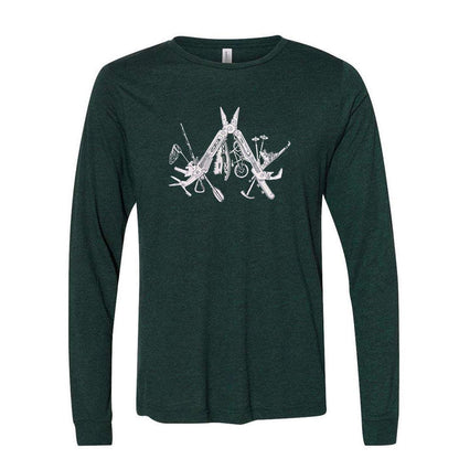 Adult Long Sleeve - Multitool Emerald Green Long Sleeve Tee (S - 3X) by Slow Loris