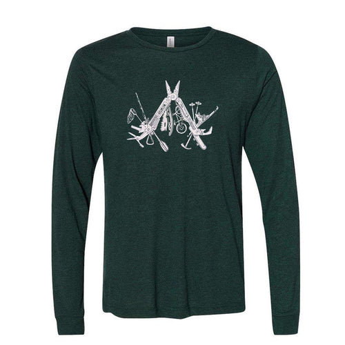 Adult Long Sleeve - Multitool Emerald Green Long Sleeve Tee (S - 3X) by Slow Loris