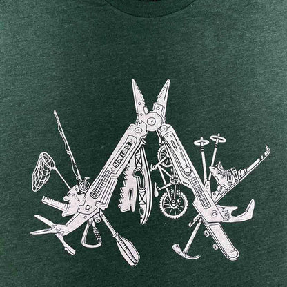 Adult Long Sleeve - Multitool Emerald Green Long Sleeve Tee (S - 3X) by Slow Loris