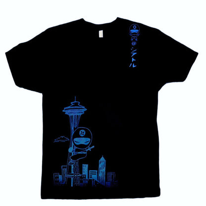 Adult Tee - Seattle Ninja Blue on Black (S - XL) by Namu
