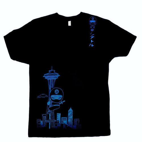 Adult Tee - Seattle Ninja Blue on Black (S - XL) by Namu