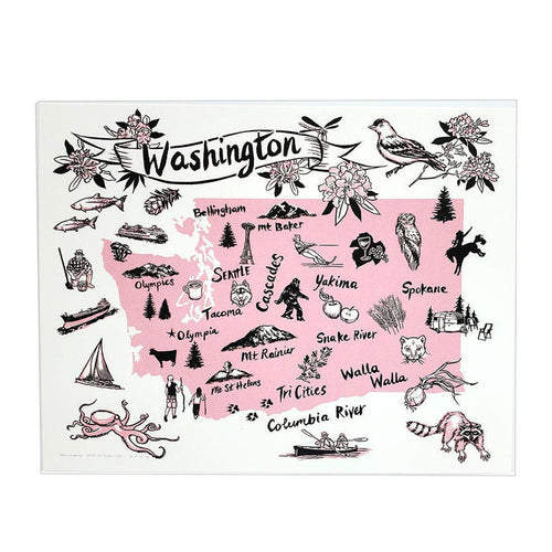 Art Print - 11.5 x 14 Washington State (Pink) by Oliotto