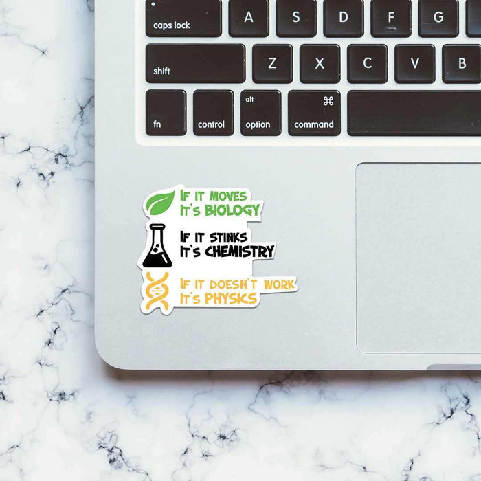 BIOLOGY : CHEMISTRY : PHYSICS Sticker - Stickers | STICK IT UP