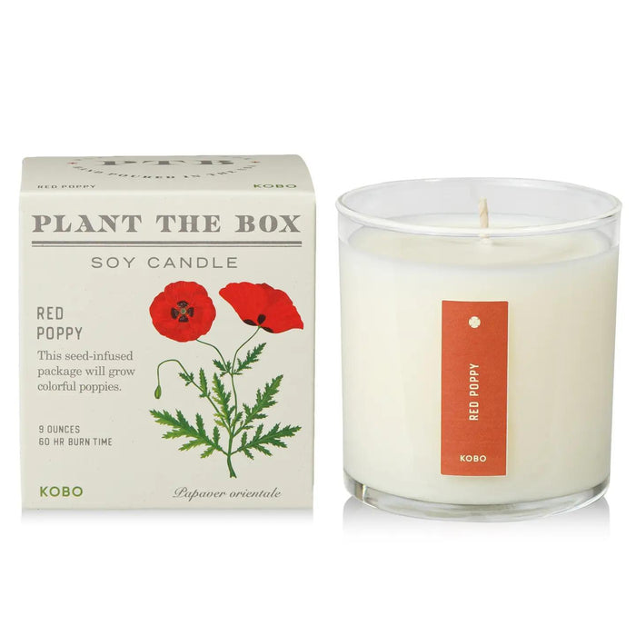 Candle - Red Poppy with Plantable Box by KOBO